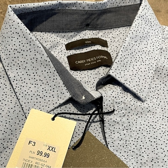 Nwt Carry Men’s Formal XXL slimfit button down 100% lightweight cotton shirt - Picture 2 of 9